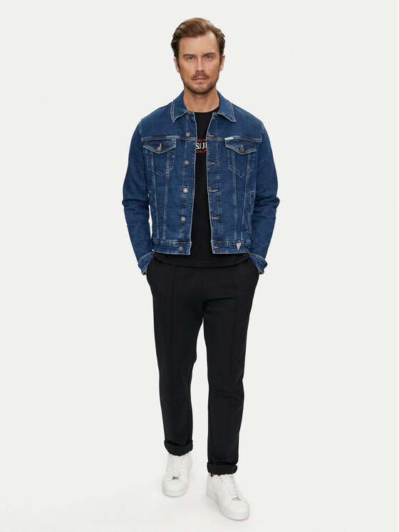 Guess Jeans Guess Jeans Džinsinė striukė M4YN33 D5DM3 Tamsiai mėlyna Regular Fit