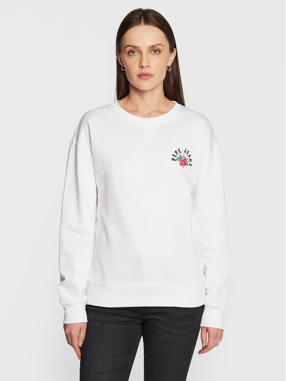 Pepe Jeans Суитшърт Pop PL581240 Бял Relaxed Fit