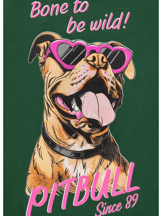 PITBULL PITBULL T-Shirt Koszulka damska SUNGLASSES DOG L Zielony Regular Fit