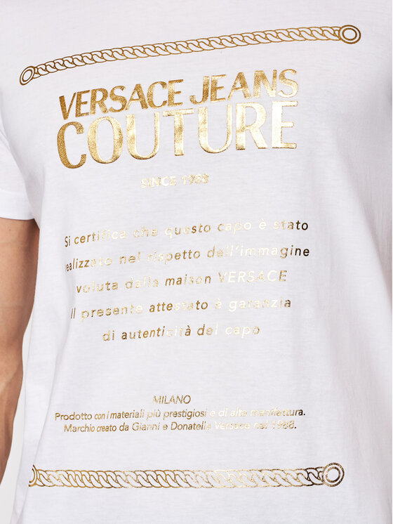Versace Jeans Couture Versace Jeans Couture Tričko Garanzia Foil 71GAHT01 Biela Regular Fit