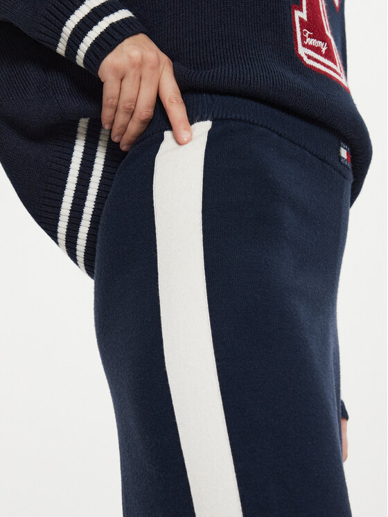 Tommy Jeans Tommy Jeans Szövet nadrág Badge DW0DW18532 Sötétkék Wide Leg