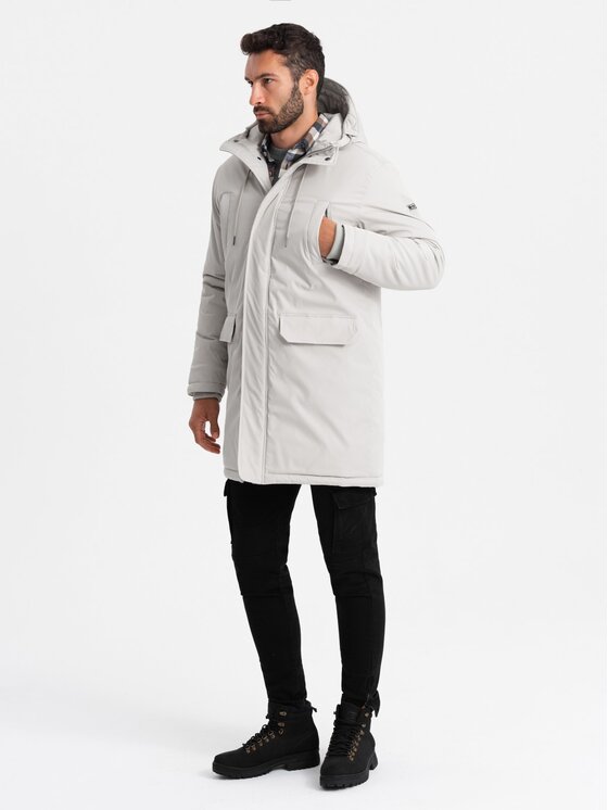 Ombre Ombre Parka OM-JALJ-0166 Biały Regular Fit