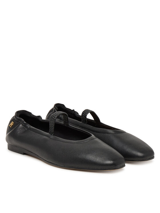 Tommy Hilfiger Tommy Hilfiger Baleríny Soft Leather Ellastic Ballerina FW0FW09245 Čierna