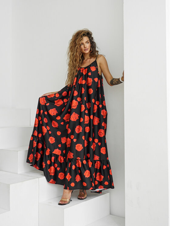 LilaLou LilaLou Sukienka letnia Gypsy Czarny Oversize
