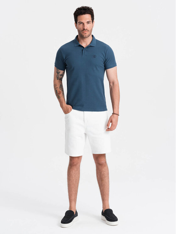 Ombre Ombre Polo OM-POBS-0100 Niebieski Regular Fit