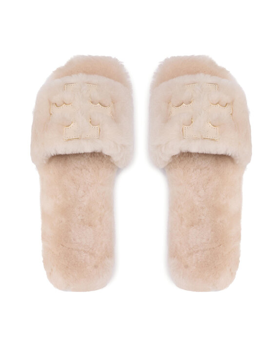 Tory Burch Tory Burch Παντόφλες Double T Shearling 83484 Μπεζ