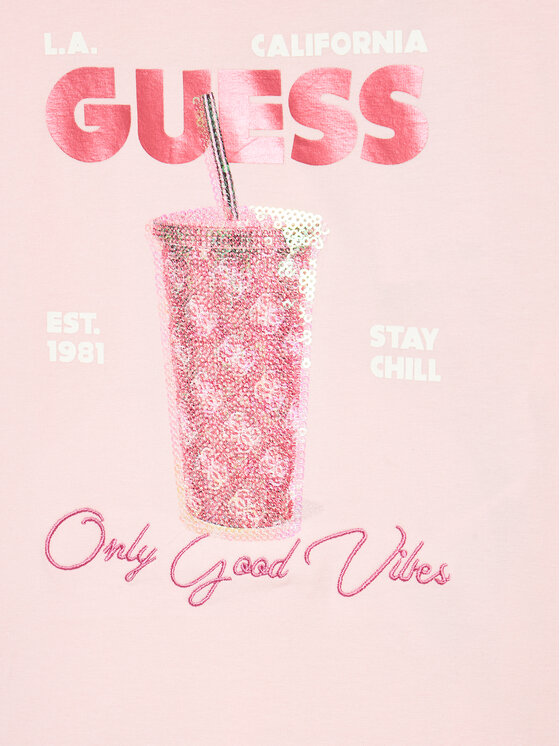 Guess Guess Tričko K4GI24 K6YW4 Ružová Regular Fit