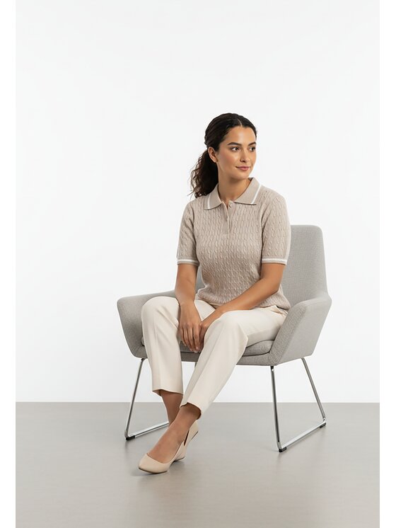 FIGL FIGL Polo M1268 Beżowy Regular Fit