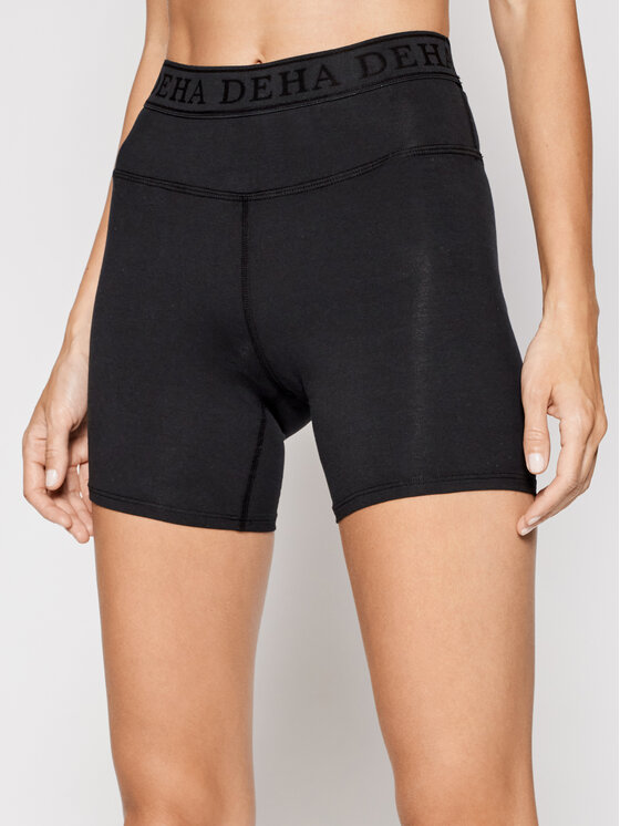 Deha Pantaloni scurți sport Logo B94705 Negru Slim Fit