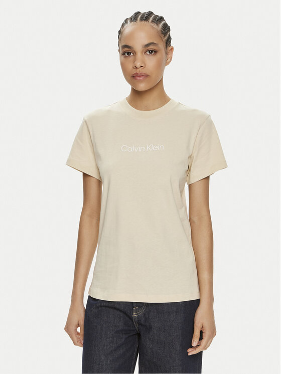 Calvin Klein T-krekls Hero Logo K20K205448 Bēšs Regular Fit