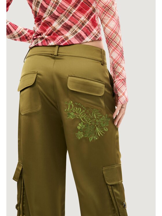 Desigual Desigual Chinosy PANT_FAN Zielony Casual Fit