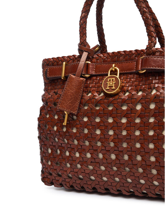 Tommy Hilfiger Tommy Hilfiger Borsetta American Icon Mini Tote Braided AW0AW18734 Marrone