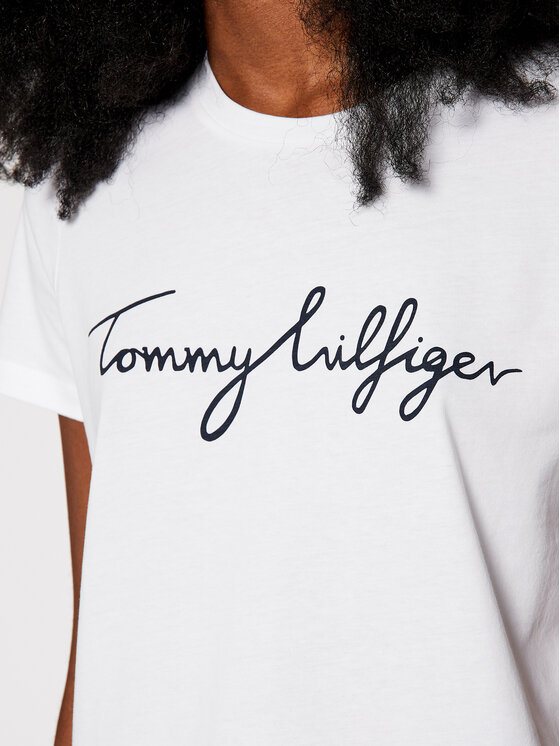 Tommy Hilfiger Tommy Hilfiger Majica Heritage Crew Neck Graphic Tee WW0WW24967 Bela Regular Fit