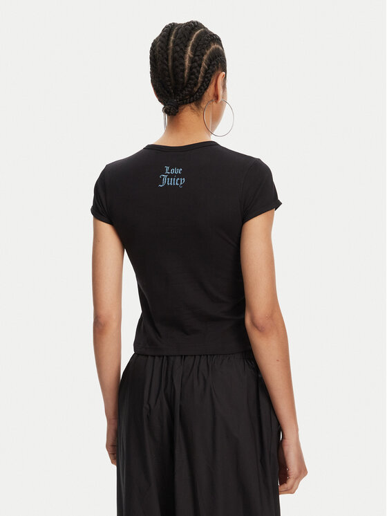 Juicy Couture Juicy Couture Tricou Just Juicy JCGCT125040 Negru Slim Fit