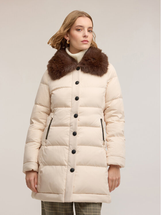 Motivi Motivi Giubbotto piumino F067Q000712N011 Crema Regular Fit