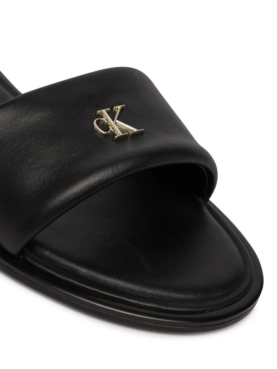 Calvin Klein Calvin Klein Παντόφλες Round Flat Sndl Lth Bar Hw 2 HW0HW02925 Μαύρο