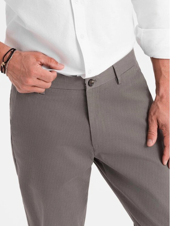 Ombre Ombre Spodnie materiałowe OM-PACP-0184 Szary Regular Fit