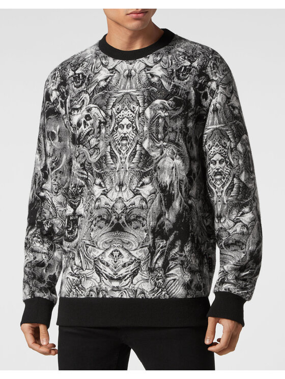 PHILIPP PLEIN PHILIPP PLEIN Sweter 2469 Czarny Regular Fit
