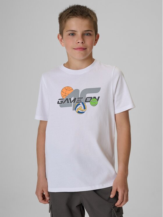4F 4F T-Shirt 4FJRAW26TTSHM4346-10S Biały Regular Fit