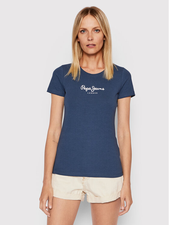 Pepe Jeans Pepe Jeans T-Shirt New Virgina PL505202 Tmavomodrá Slim Fit