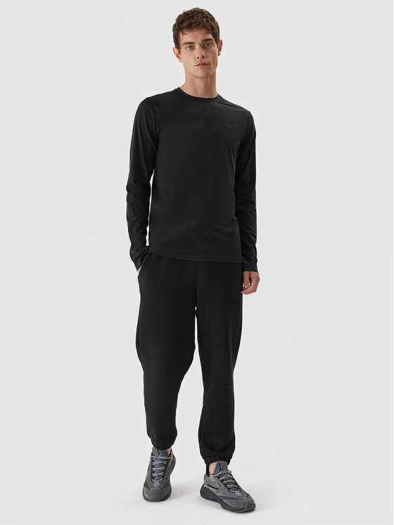 4F 4F Majica z dolgimi rokavi 4FAW23TLONM155 Siva Slim Fit