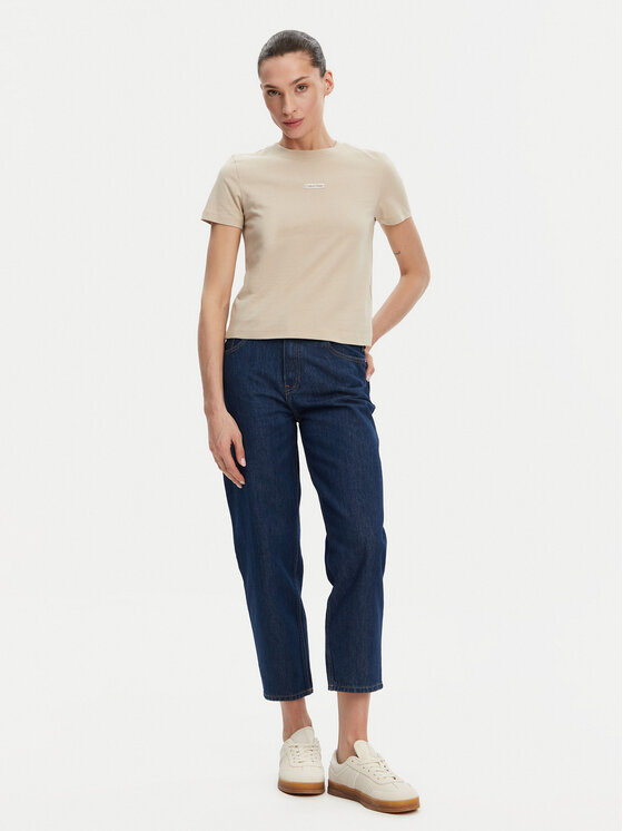 Calvin Klein Jeans Calvin Klein Jeans Tričko Placed Institutional J20J225524 Béžová Slim Fit