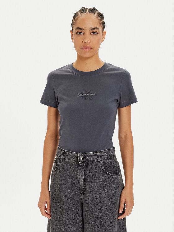 Calvin Klein Jeans Calvin Klein Jeans Tričko Monologo J20J223563 Sivá Slim Fit