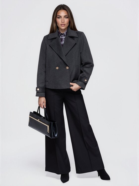 Ombre Ombre Płaszcz przejściowy OW-COLC-0121 Szary ciemny Oversize