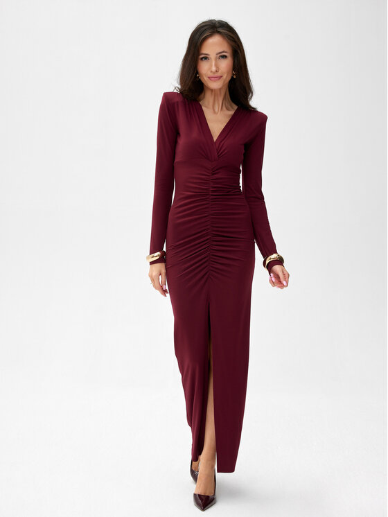 Roco Fashion Roco Fashion Sukienka wieczorowa Eloria Bordowy Slim Fit