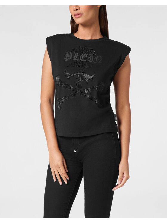 PHILIPP PLEIN PHILIPP PLEIN Tank top 11621 Czarny Skin Tight Fit