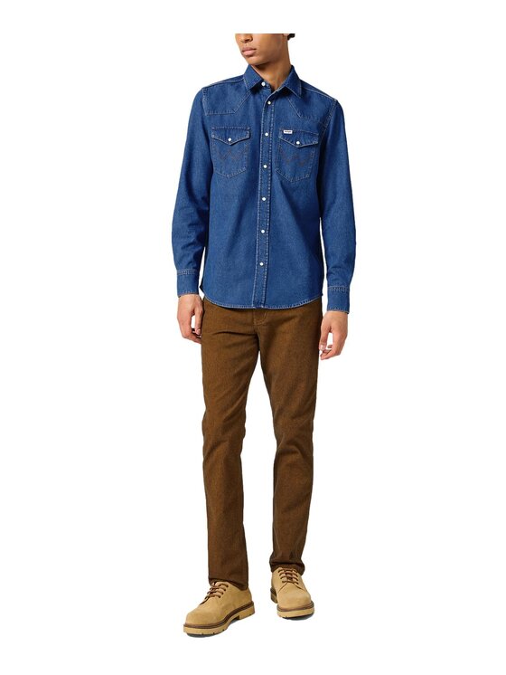 Wrangler Wrangler camicia di jeans 112357192 Blu scuro Regular Fit