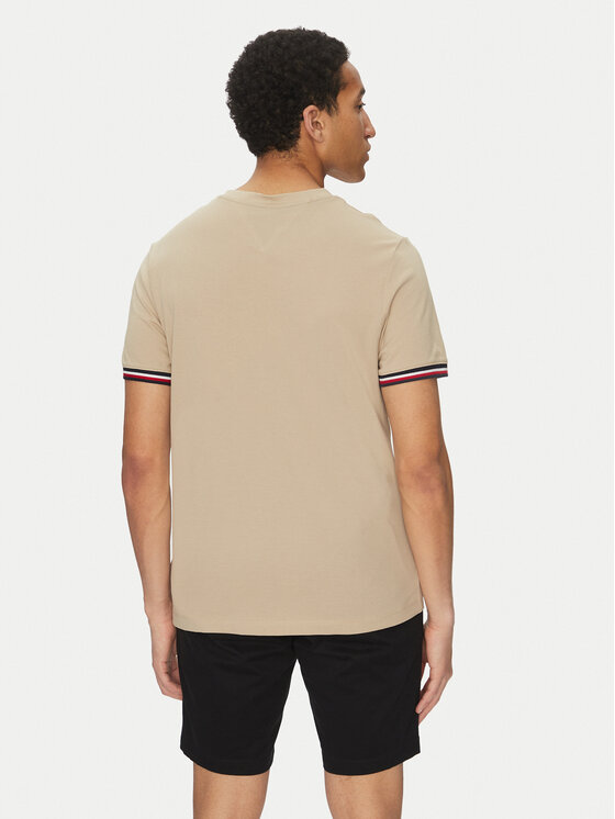Tommy Hilfiger Tommy Hilfiger T-särk Global Stripe MW0MW38630 Beež Regular Fit