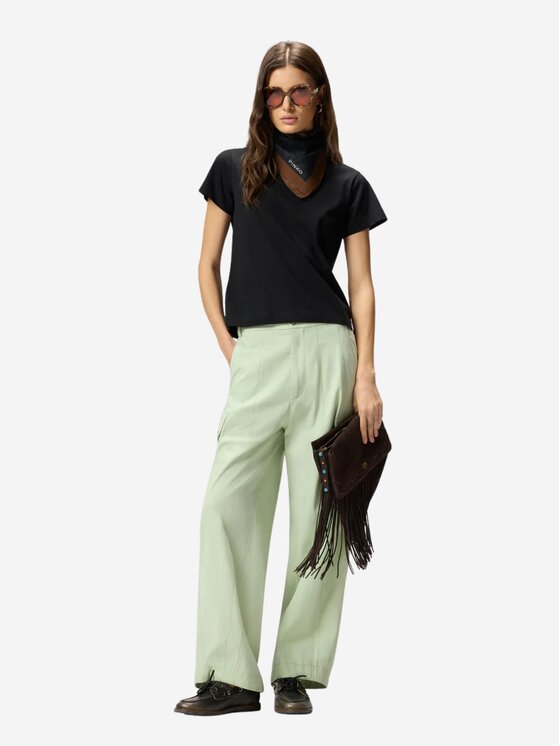 PINKO PINKO T-Shirt BASICO T-SHIRT JERSEY LOGO STA Czarny Regular Fit