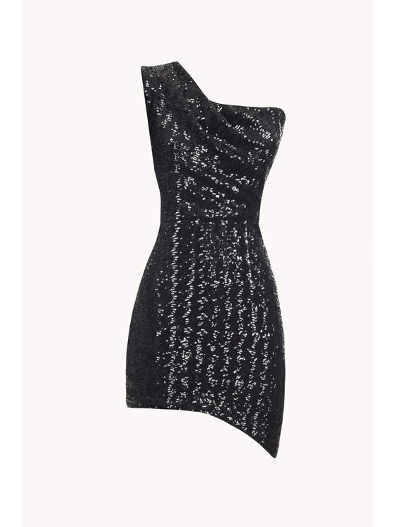 EPUZER EPUZER Abito da sera One shoulder sequin Nero Standard Fit