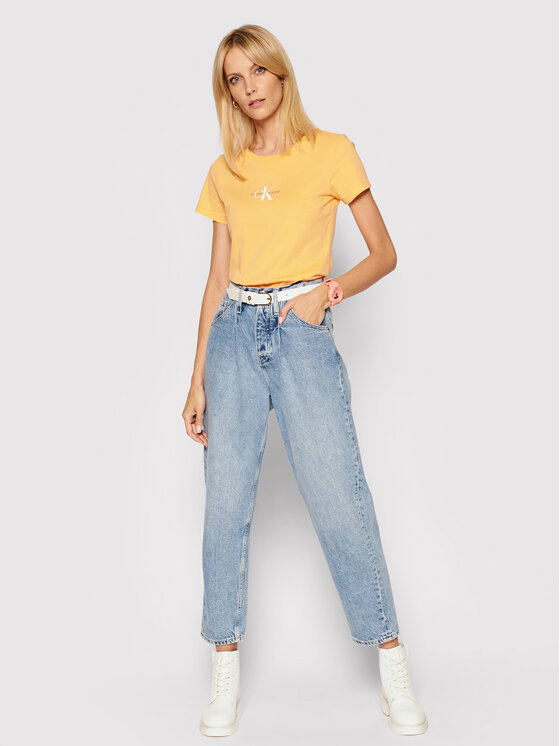 Calvin Klein Jeans Marškinėliai J20J216577 Oranžinė Slim Fit • Modivo.lt