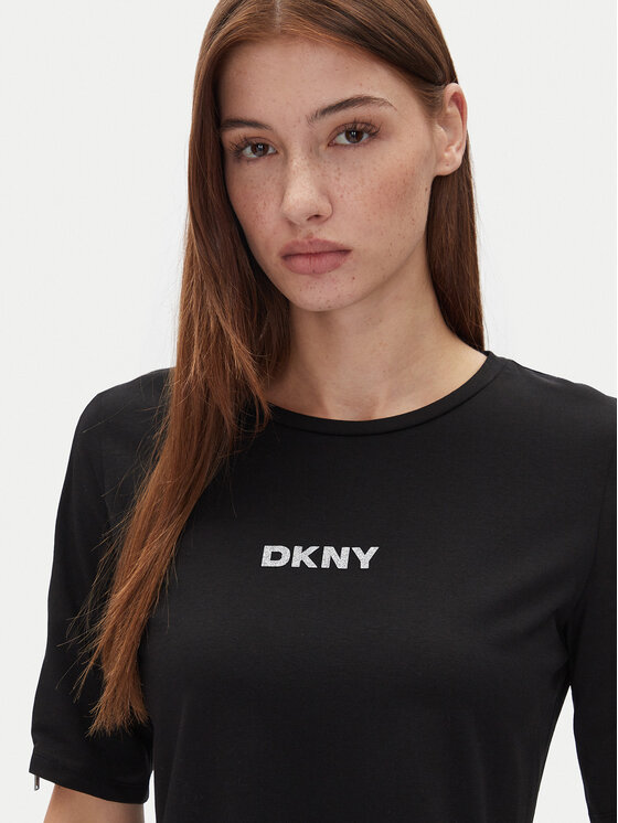 DKNY DKNY Tričko P4JHBRJQ Čierna Regular Fit