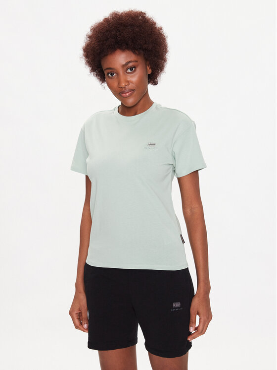 Napapijri T shirt S Nina NP0A4H87 Verde Regular Fit Modivo