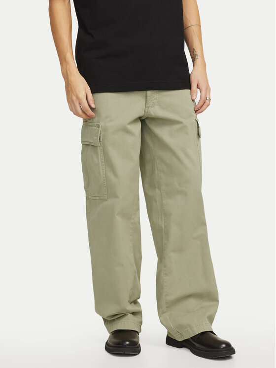 Jack&Jones Bavlnené nohavice Bill 12269379 Béžová Wide Leg