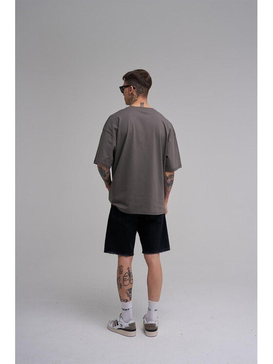MyStars MyStars T-Shirt Koszulka Z Krótkim Rękawem Oversize Męska Ciemna Szara Machinist Duck Kaczka M Szary Oversize