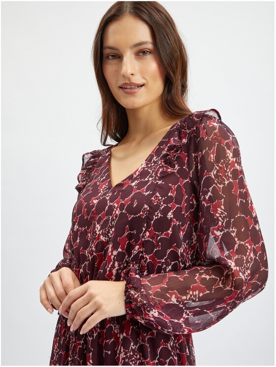 Orsay Orsay Sukienka 442279467000__42 Bordowy Regular Fit