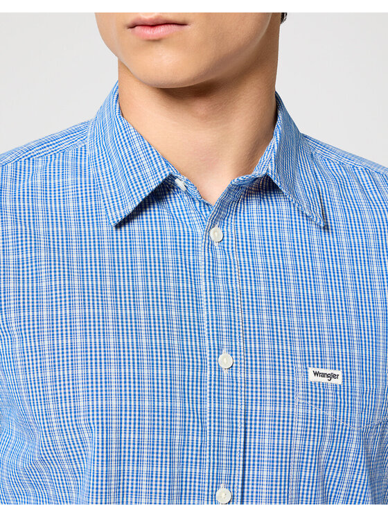 Wrangler Wrangler Koszula 1 PKT SHIRT Niebieski Regular Fit