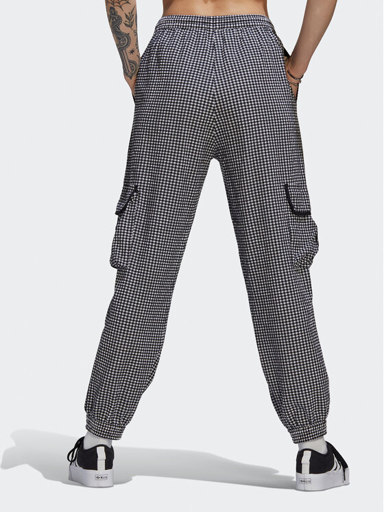 adidas adidas Hlače iz tkanine Gingham HB9456 Črna Loose Fit