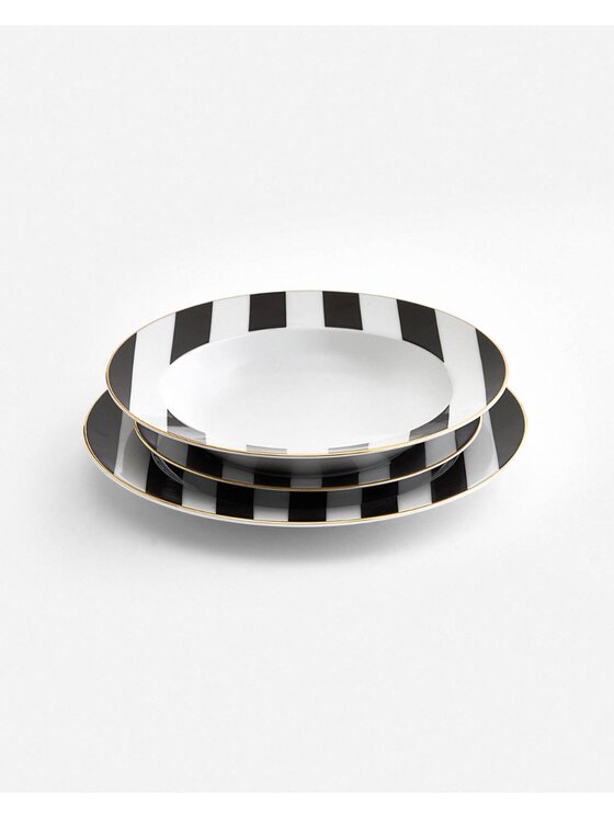 La Mania La Mania Komplet talerzy Stripes 3 szt. Biały
