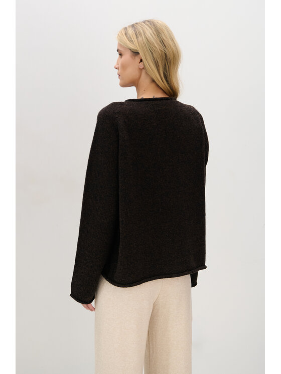 Fobya Fobya Sweter F2077 Brązowy Basic Fit