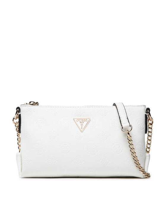 Guess Guess Ročna torba Helaina Mini Crossbody Top Zip HWPG84 03720 Bela