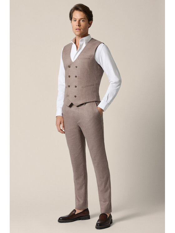 Lancerto Lancerto Kamizelka garniturowa Etro BL073126000005 Brązowy Slim Fit