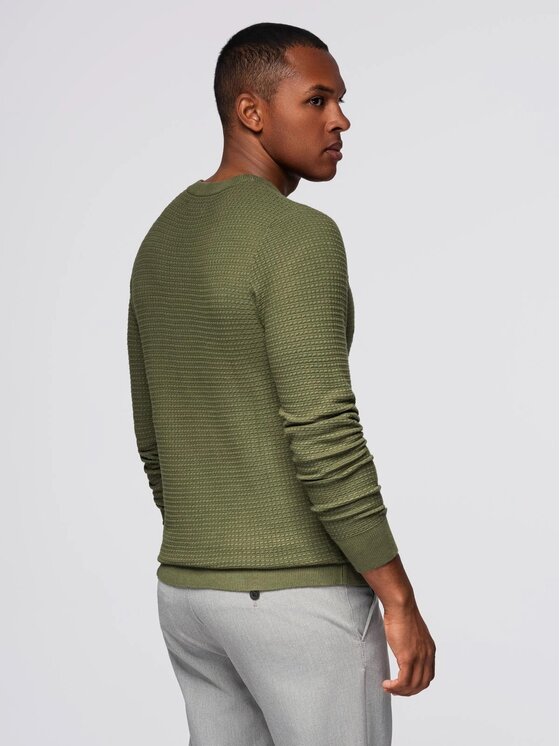 Ombre Ombre Sweter OM-SWSW-0181 Zielony Slim Fit