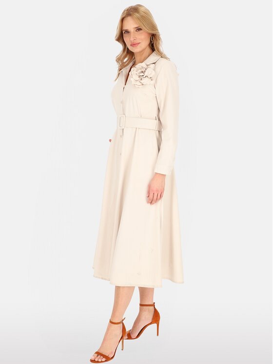 Perso Perso Sukienka letnia RBE254085F Beżowy Regular Fit
