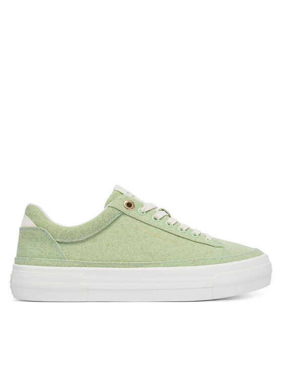 Tommy Hilfiger Sneakers Washed Canvas Platform Trainers FW0FW09172 Verde