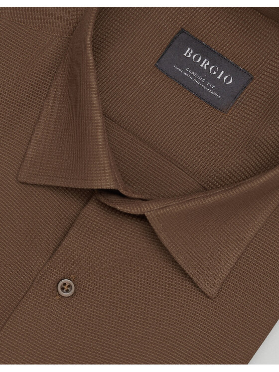 Borgio Borgio Koszula licodia Brązowy Classic Fit
